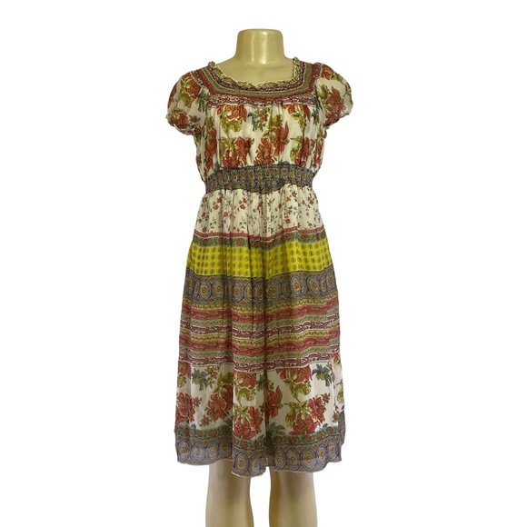 NWT MIMI Maternity Casual Short Sleeve Silk Size Medium Colorful Women's Dress - Picture 1 of 8